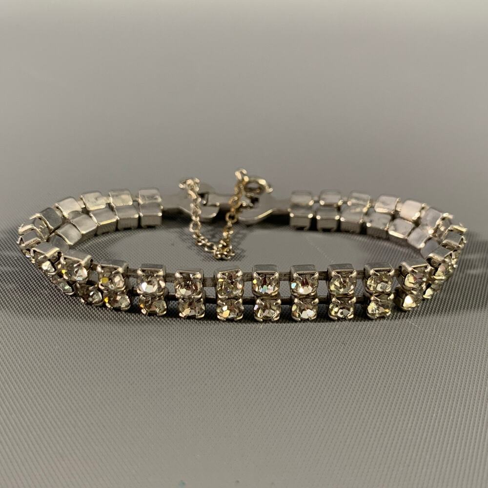 Unbranded Double-Row Clear Rhinestone Tennis Bracelet Silver OS